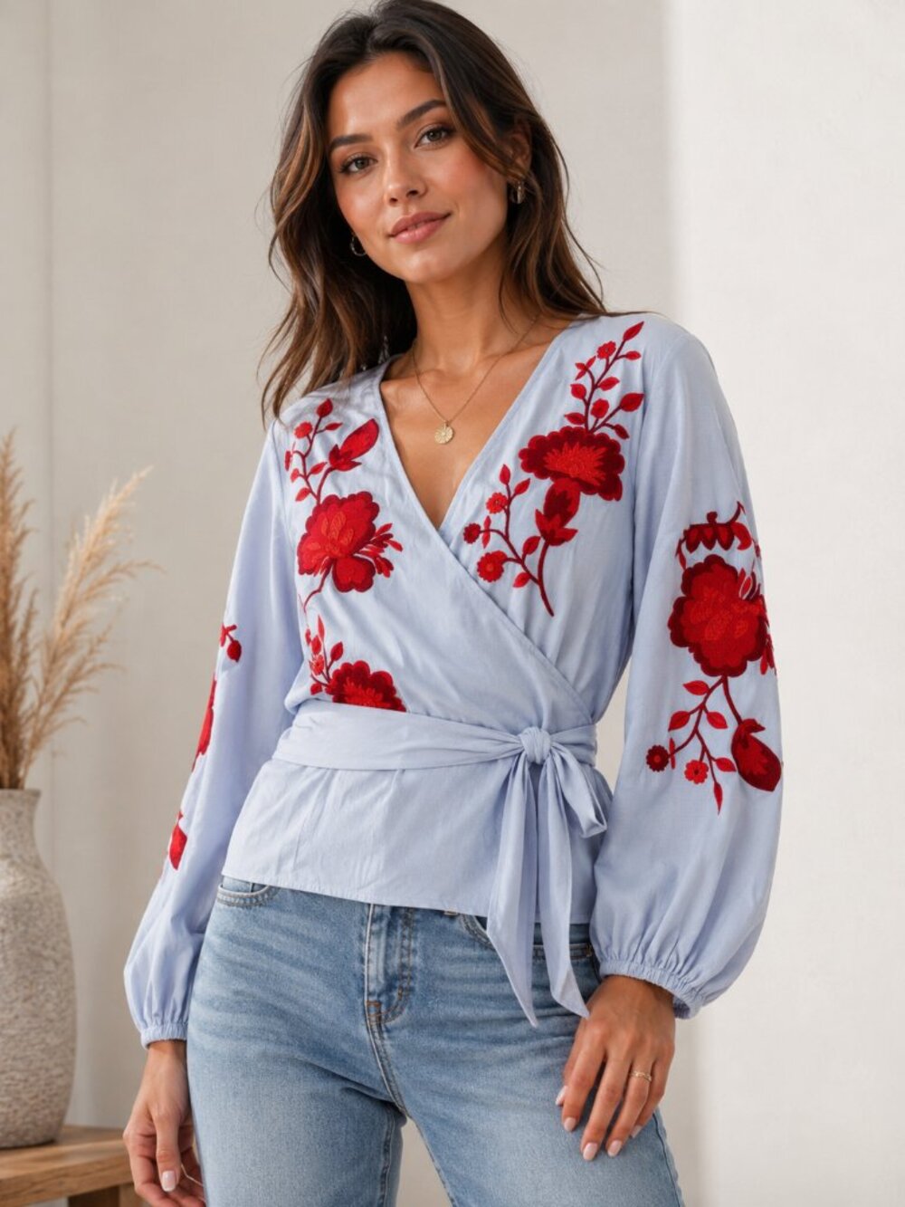 I.N.C International Concepts✨Floral Embroidered Wrap
Shirt